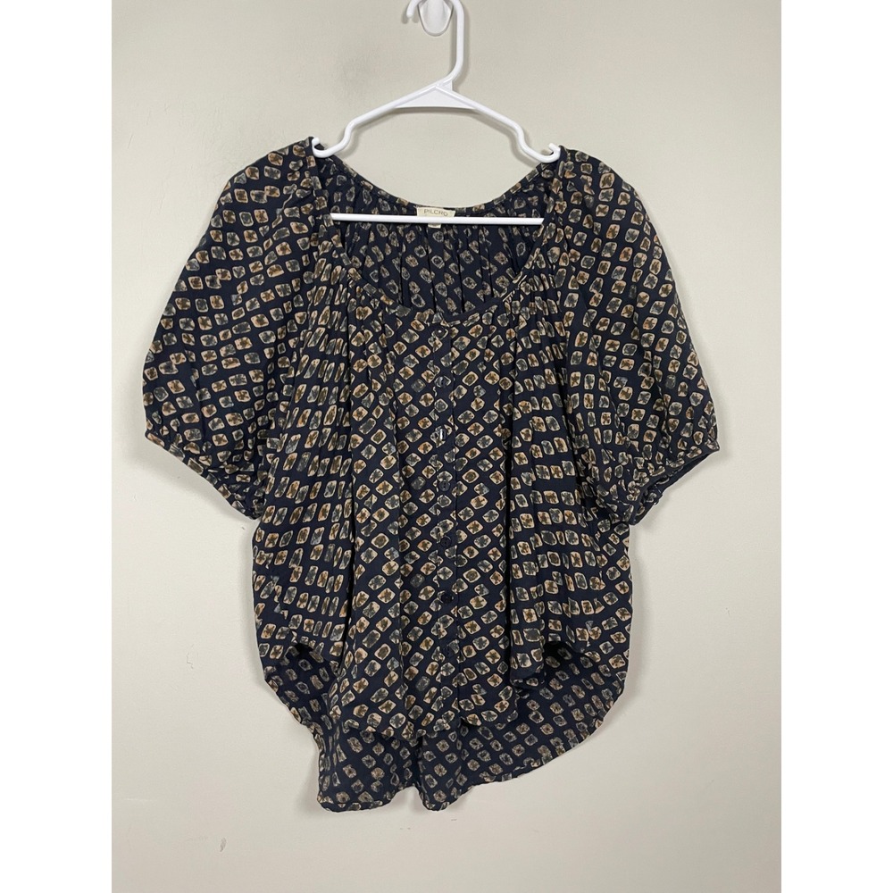 Anthropologie Pilcro Printed Button Front Short Sleeve Top Size Small